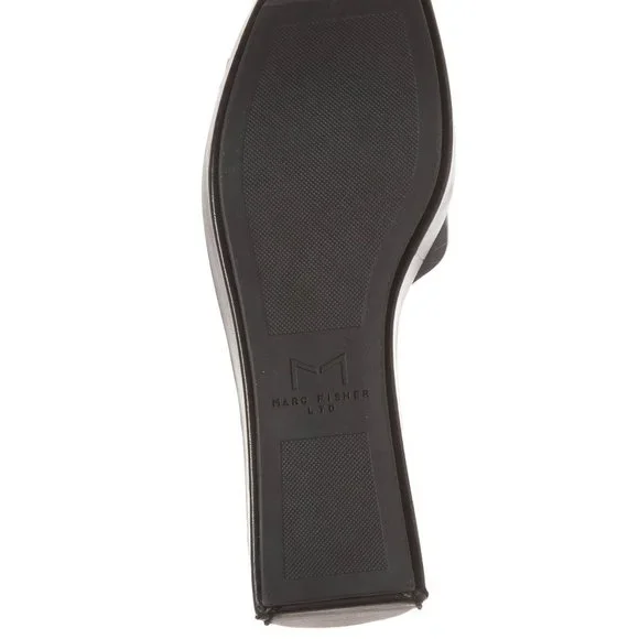 Marc Fisher New YAILYN Platform Slide Sandal Mule Leather Flatforms SILVER Women - Picture 6 of 13